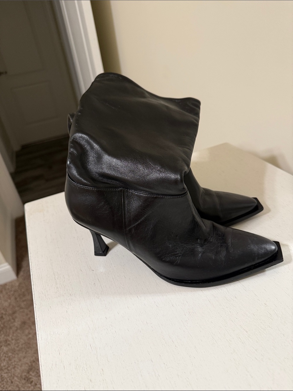 Vicenza (Free People) Women’s Black First Friday Leather Mid-Calf Boots / Size 9